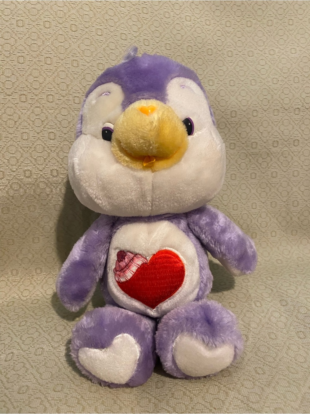 Care Bears Cousins Cozy Heart Penguin Vintage 1984 Kenner 13โ Purple Heart Plush